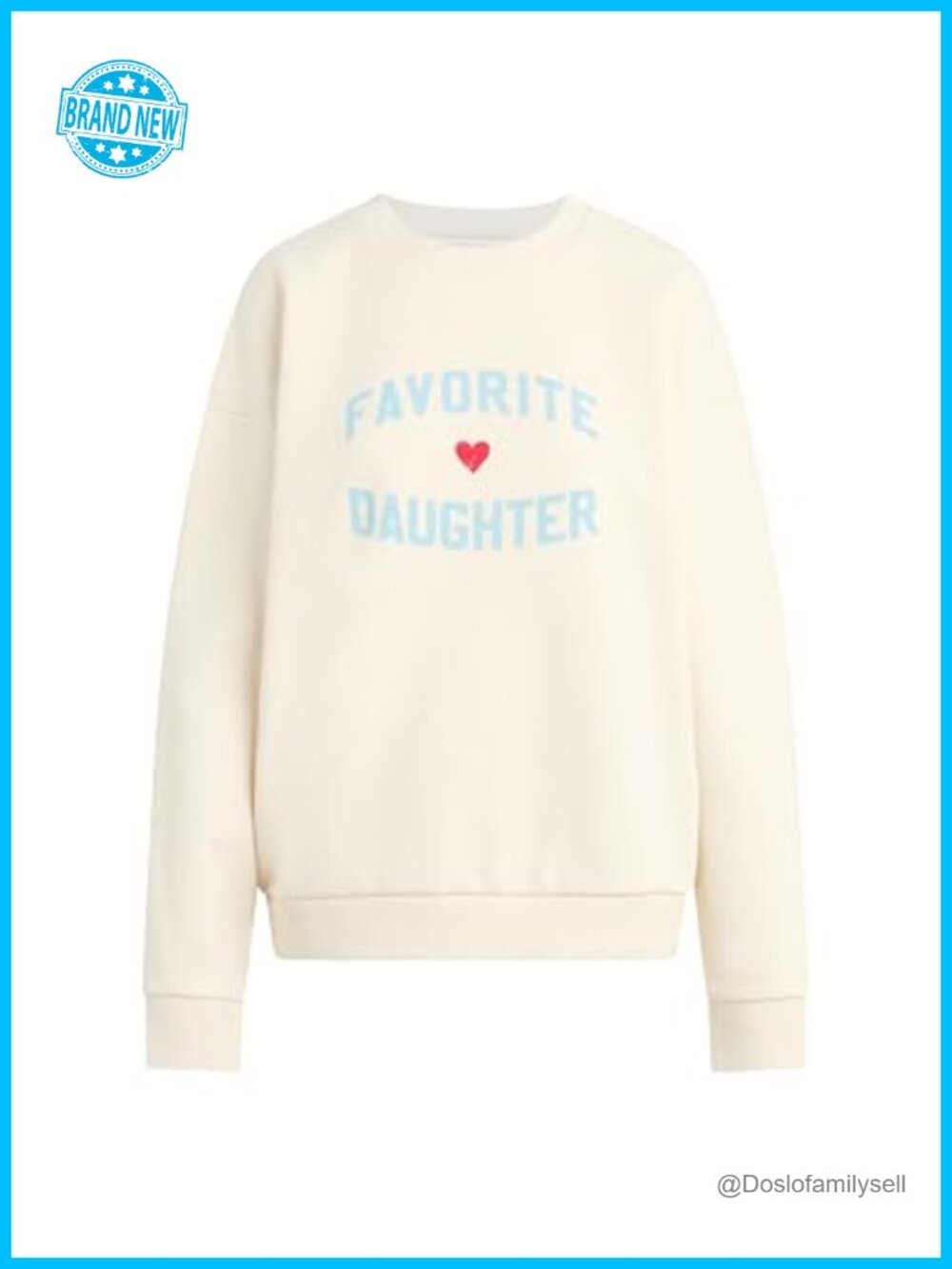 Oversized Cotton Blend Heart Logo Sweatshirt Crew Neck Pullover